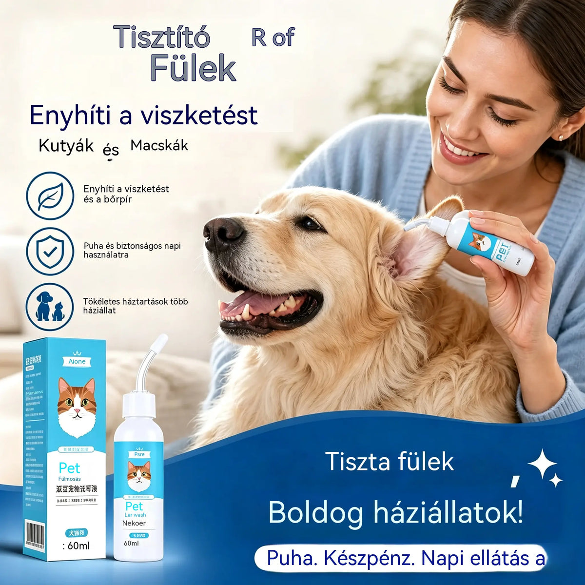 đ¶VĂĄsĂĄroljon 1-et, kapjon 1-et ingyenđ± FĂŒltisztĂtĂł kutyĂĄk Ă©s macskĂĄk fĂŒlviszketĂ©sĂ©nek enyhĂtĂ©sĂ©re.