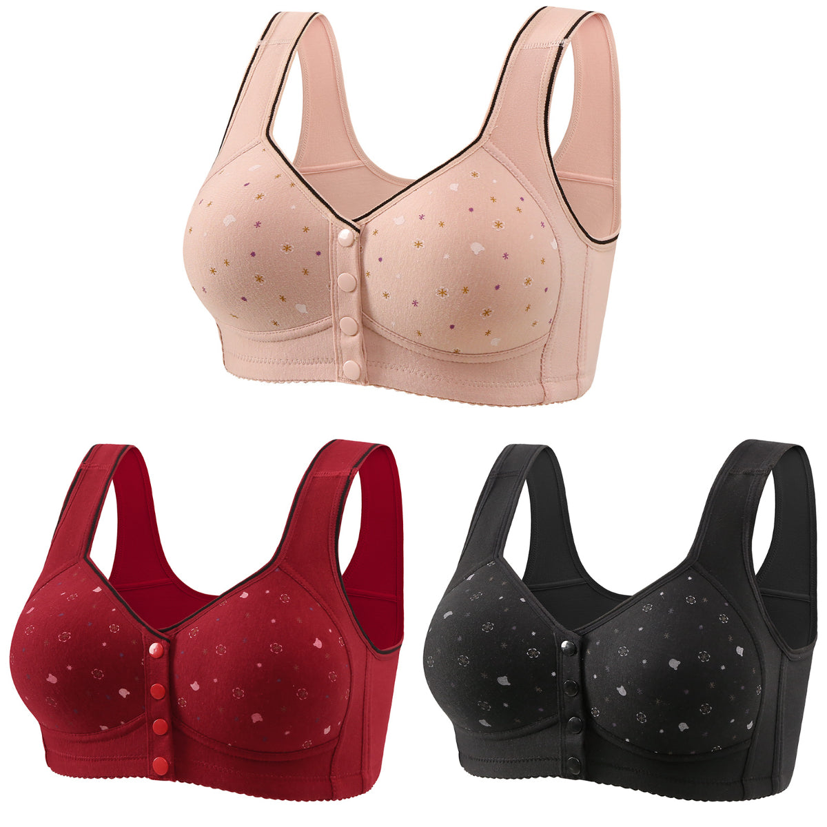 đă3 rĂ©szes csomagă NĆi vezetĂ©k nĂ©lkĂŒli melltartĂł elĂŒlsĆ gombokkal ă40-120kgăâ€ïžKĂ©nyelmes antibakteriĂĄlis termĂ©szetes pamut