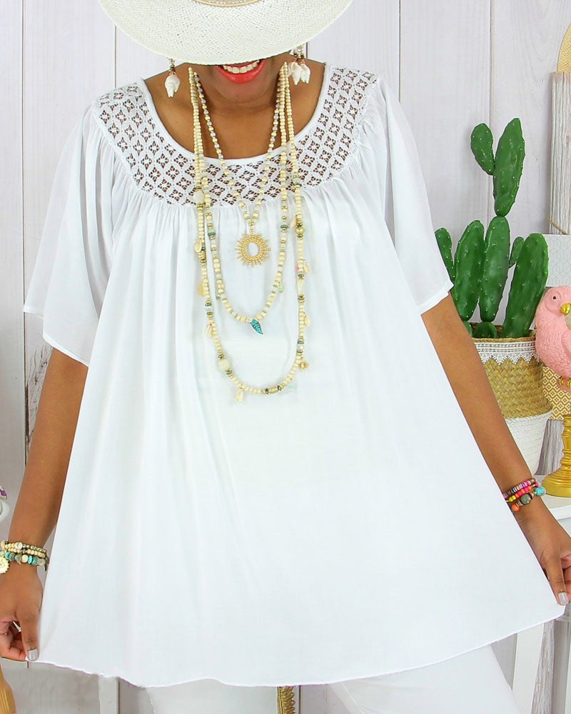 【XL-8XL】 Női új nyári egyszínű bő csipke felsők, nagy méretű, rövid ujjú felsők