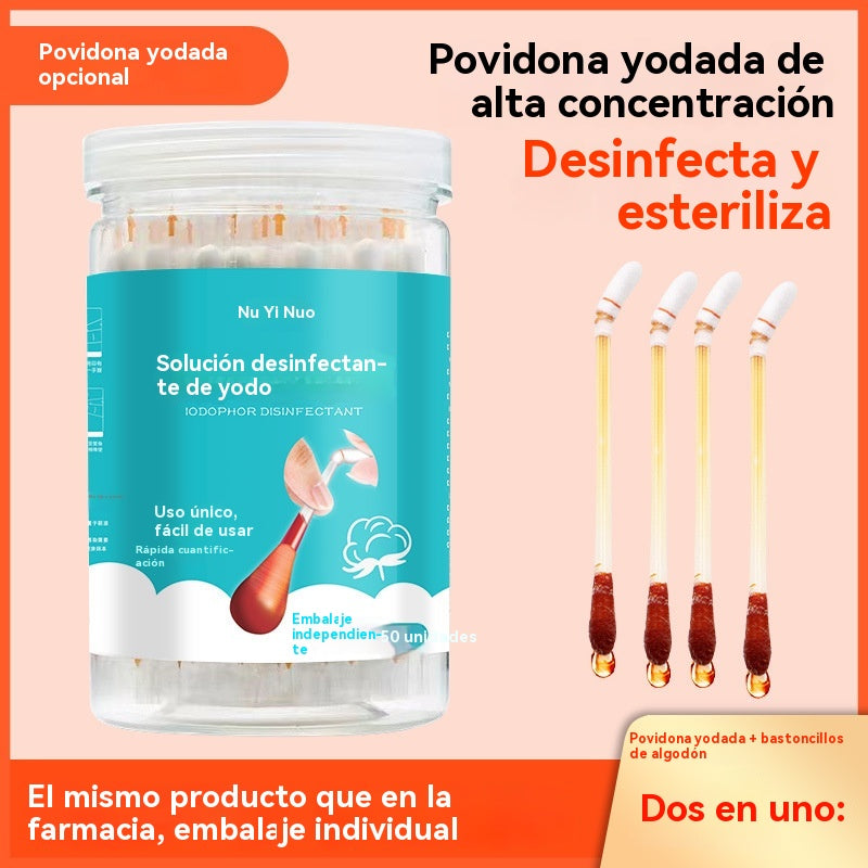 🩹【100 PCS】 Bastoncillos desechables con povidona yodada individuales y prácticos