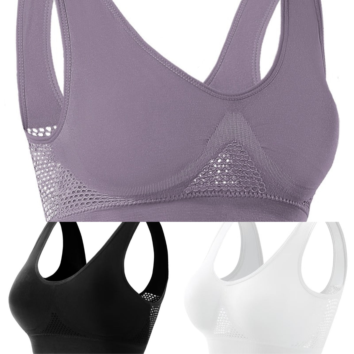 đăConjunto de tres piezasăSujetador invisible de talla grande â¤ď¸ Transpirable y fresco ă40â120KGă