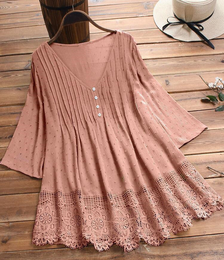 【S-5XL】🌺👚Női sifon csipke ing fodorral