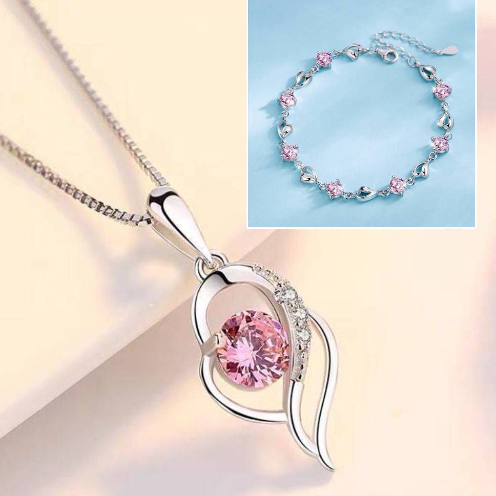 ✨✨💎💎925 ezüst karkötő és nyaklánc szett óceáni szív motívummal-U