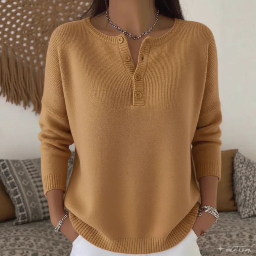 💟 Ostatni dzień: 50% zniżki ✨【S-2XL】Damski jednokolorowy sweter z dekoltem V, luźny i casualowy