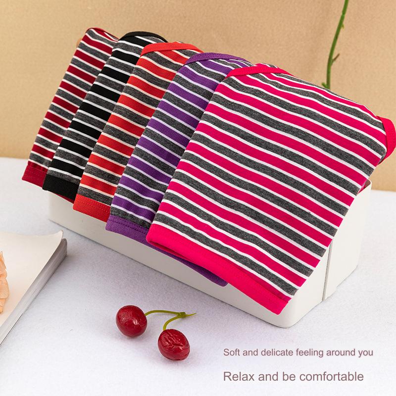 【10darab】 Új középkorú és idős pamut magas derekú csíkos fehérnemű