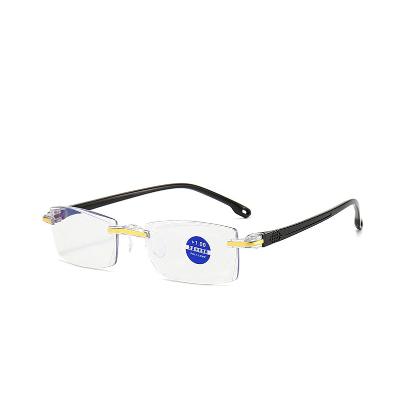 Presbyopia szemüveg gyémánt csiszolású élekkel, antikék fénnyel