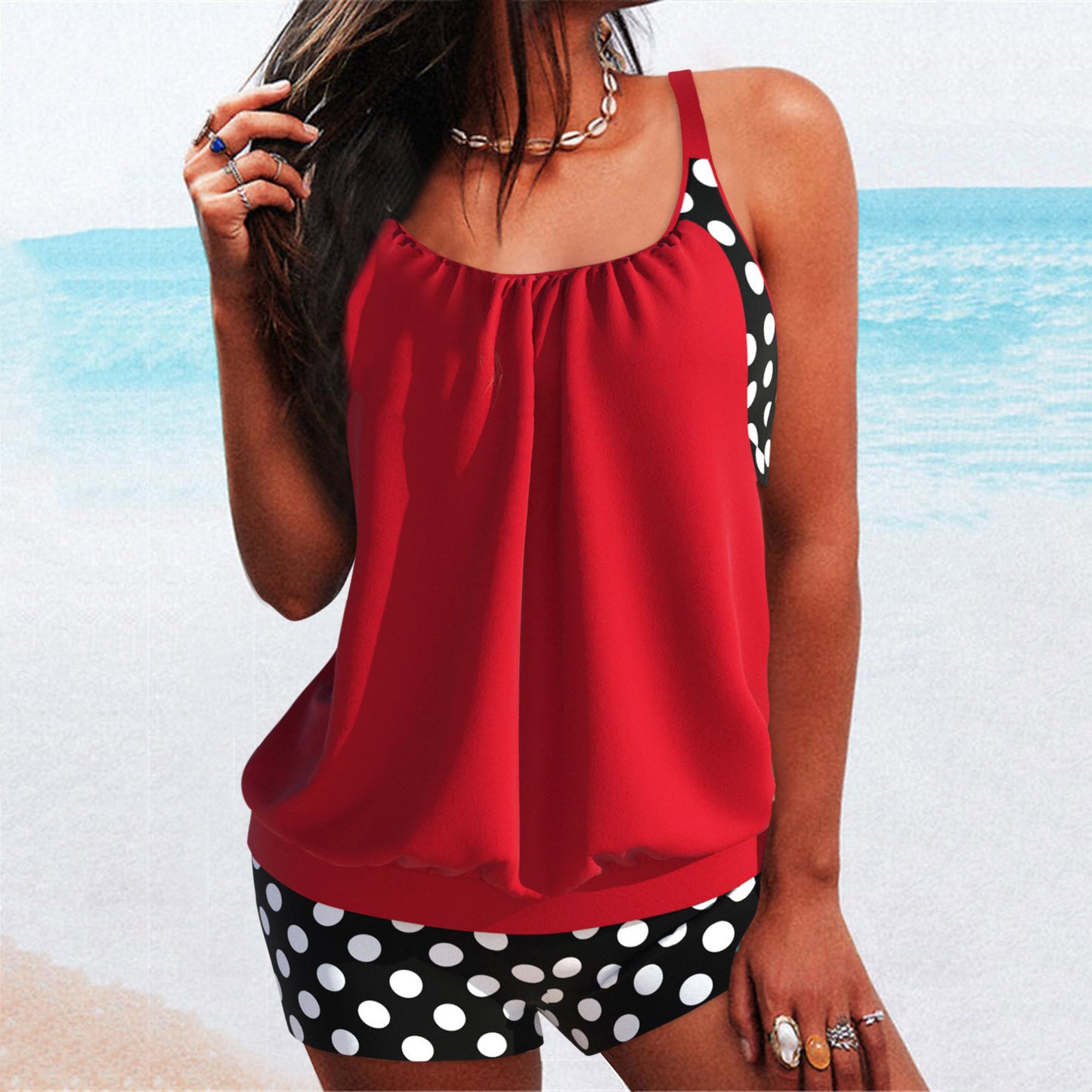 【Vegyél1, kapsz 1】【S-5XL】Női kétoldalú nyomtatott fürdőruha boxer rövidnadrág