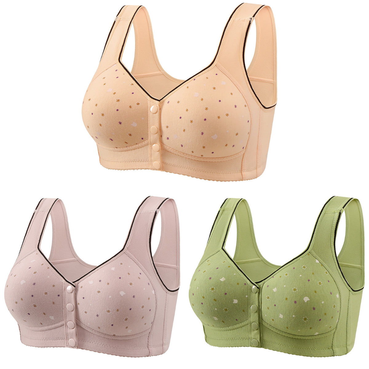 đă3 rĂ©szes csomagă NĆi vezetĂ©k nĂ©lkĂŒli melltartĂł elĂŒlsĆ gombokkal ă40-120kgăâ€ïžKĂ©nyelmes antibakteriĂĄlis termĂ©szetes pamut