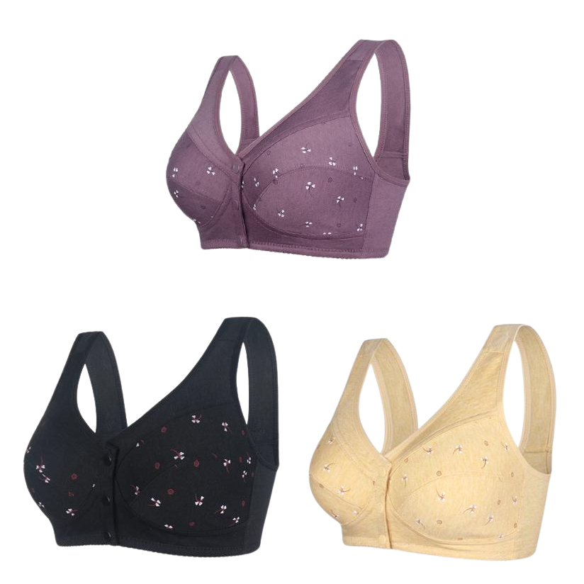 ✨【Vegyél 1-et, 2-t kapsz ingyen】💞【40-105KG】Középkorú hölgyek elegáns tisztapamut elülső gombos melltartója🎉49% kedvezménnyel