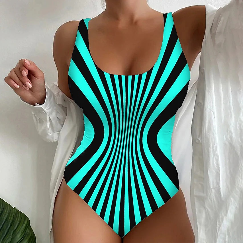 【S~6XL】🌴🩱 Szexi csíkos egyrészes fürdőruha