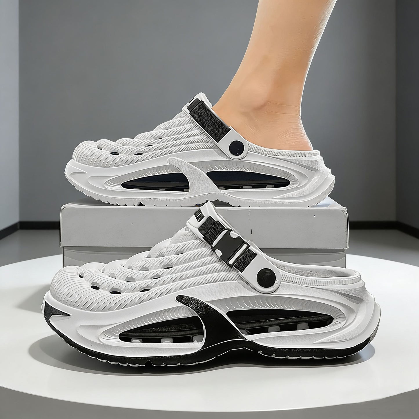👟 50% KEDVEZMÉNY 🌬️ 2 az 1-ben univerzális férfiszandál – Vastag EVA talp, csúszásmentes, extra könnyű és légáteresztő 🏃‍♂️