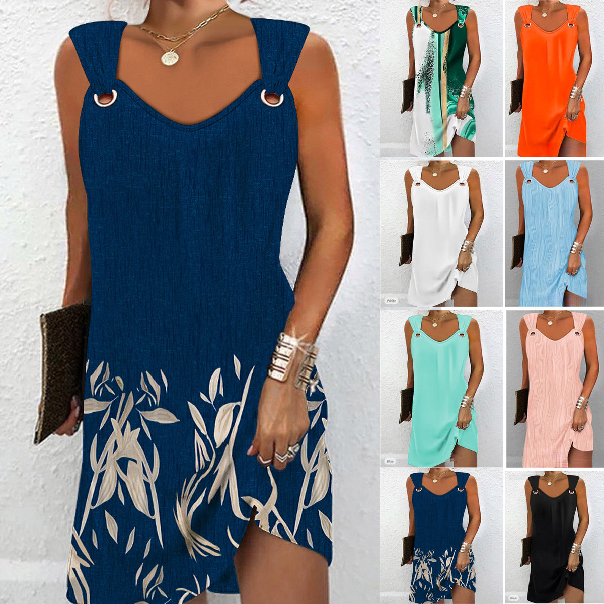 【S-8XL】🔥🔥👗👗Új tavaszi és nyári ujjatlan ruha V-nyakú