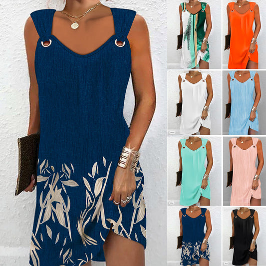 【S-8XL】🔥🔥👗👗Új tavaszi és nyári ujjatlan ruha V-nyakú