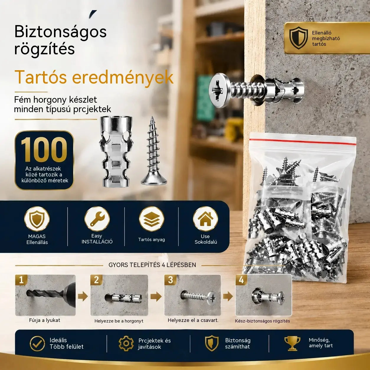 【🔥100 szett akciósan】🧰⚒️ Bútorjavítás, rövid tágulási csavarok, kő/csempe/szekrénypántok javítása és szerelése.