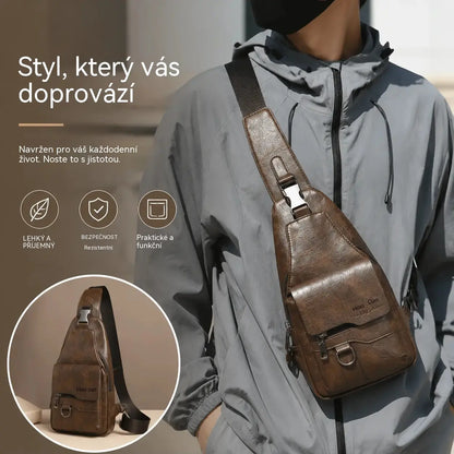 🎒 Nepromokavá taška přes rameno z pravé kůže v retro stylu: nezbytný doplněk pro každodenní dojíždění.