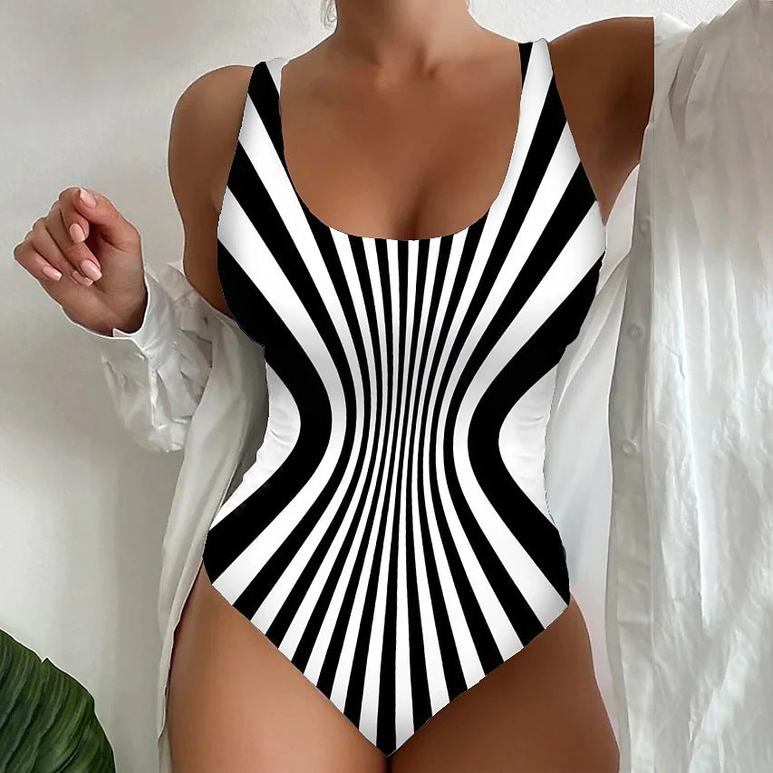 【S~6XL】🌴🩱 Szexi csíkos egyrészes fürdőruha