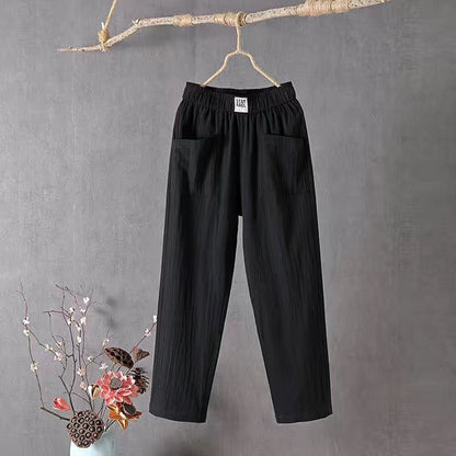 👖【50% kedvezmény】 Női nyári alkalmi pamut és len karcsúsító egyenes nadrág