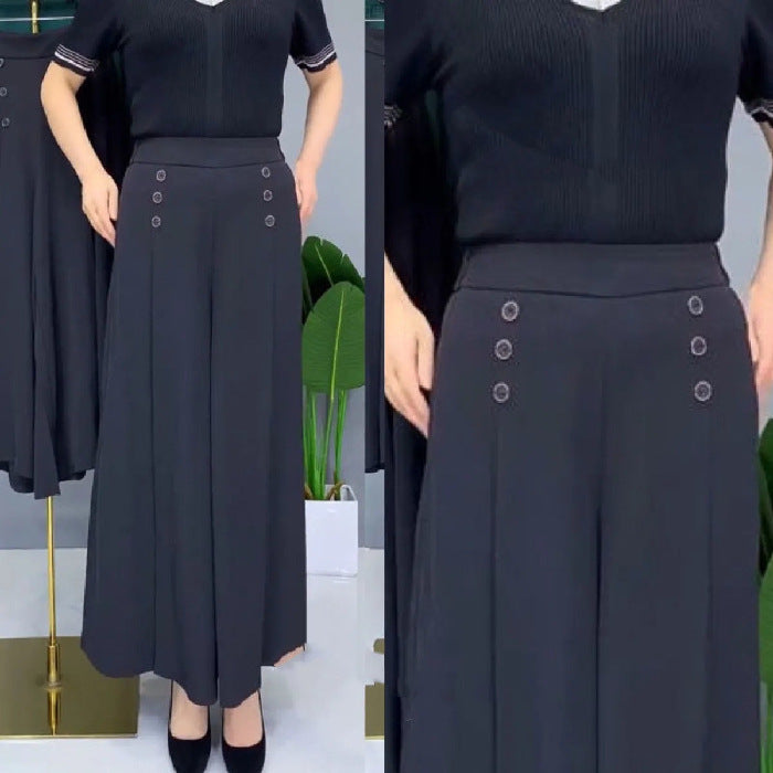【Vegyél 1-et és kapsz 1-et ingyen】💖【M-5XL】Divatos női drapírozott szoknya széles szárral és magas derékkal