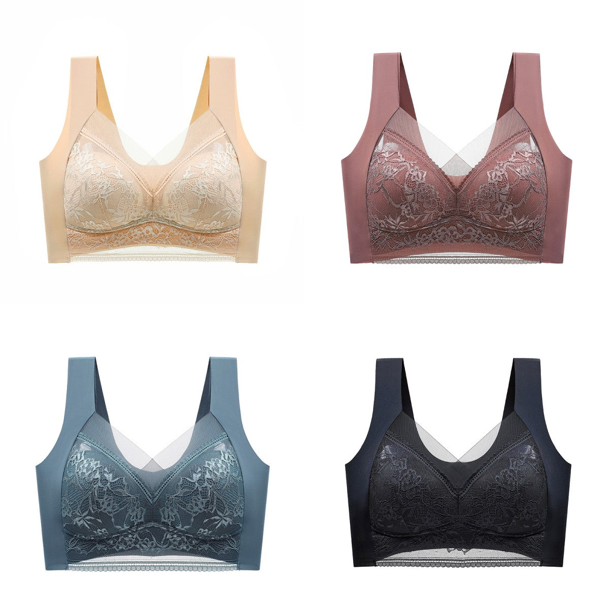 🔥【4 darabos】👙【40-110 KG】Kényelmes varrat nélküli csipke melltartó