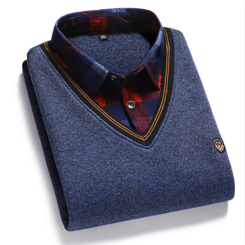 🔥【Vegyél 1-et, kapsz 1-et ingyen】👔[M-4XL] Férfi kötött ing plusz bársony, amely vastagítja, melegen tartja