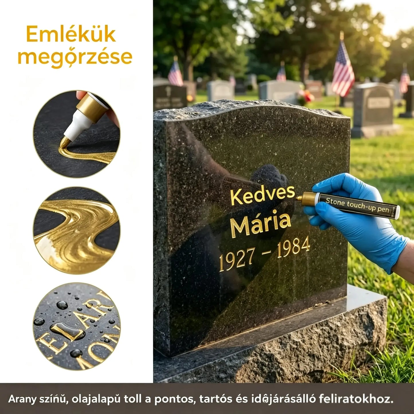 【Vásárolj 1-t, kapsz 1-t ingyen】🖍️ Vízálló és fakulásálló toll kőlapokon lévő feliratok javításához és újrafestéséhez.