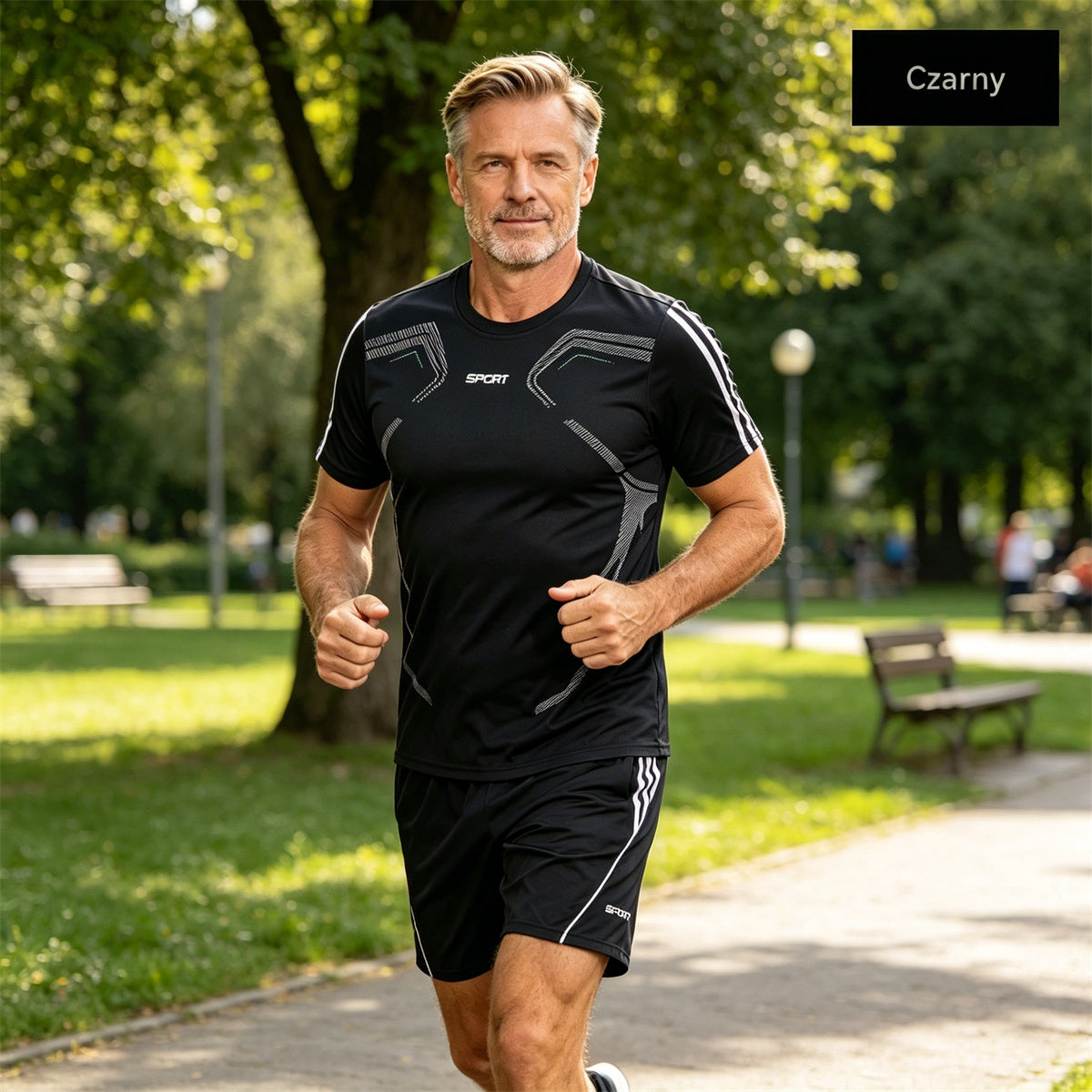 【L-5XL】Férfi nyári sport szett - rövid ujjú póló és rövidnadrág; laza, hétköznapi stílus, plus size, modern dizájn