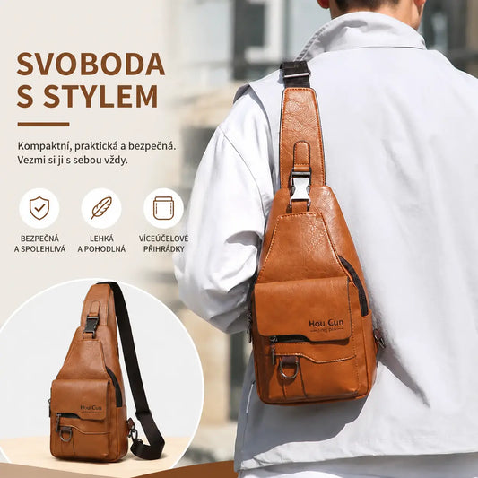 🎒 Nepremokavá taška cez rameno z pravej kože v retro štýle: nevyhnutný doplnok pre každodenné dochádzanie.