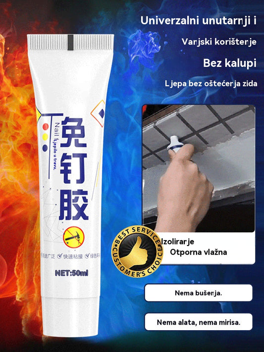 🧰🛠️【Kupite 1, dobijte 3 gratis】Praktično višenamjensko ljepilo bez čavala: Vodootporno bez bušenja, može se koristiti na metalu, plastici, pločicama, keramici, staklu i drvu.