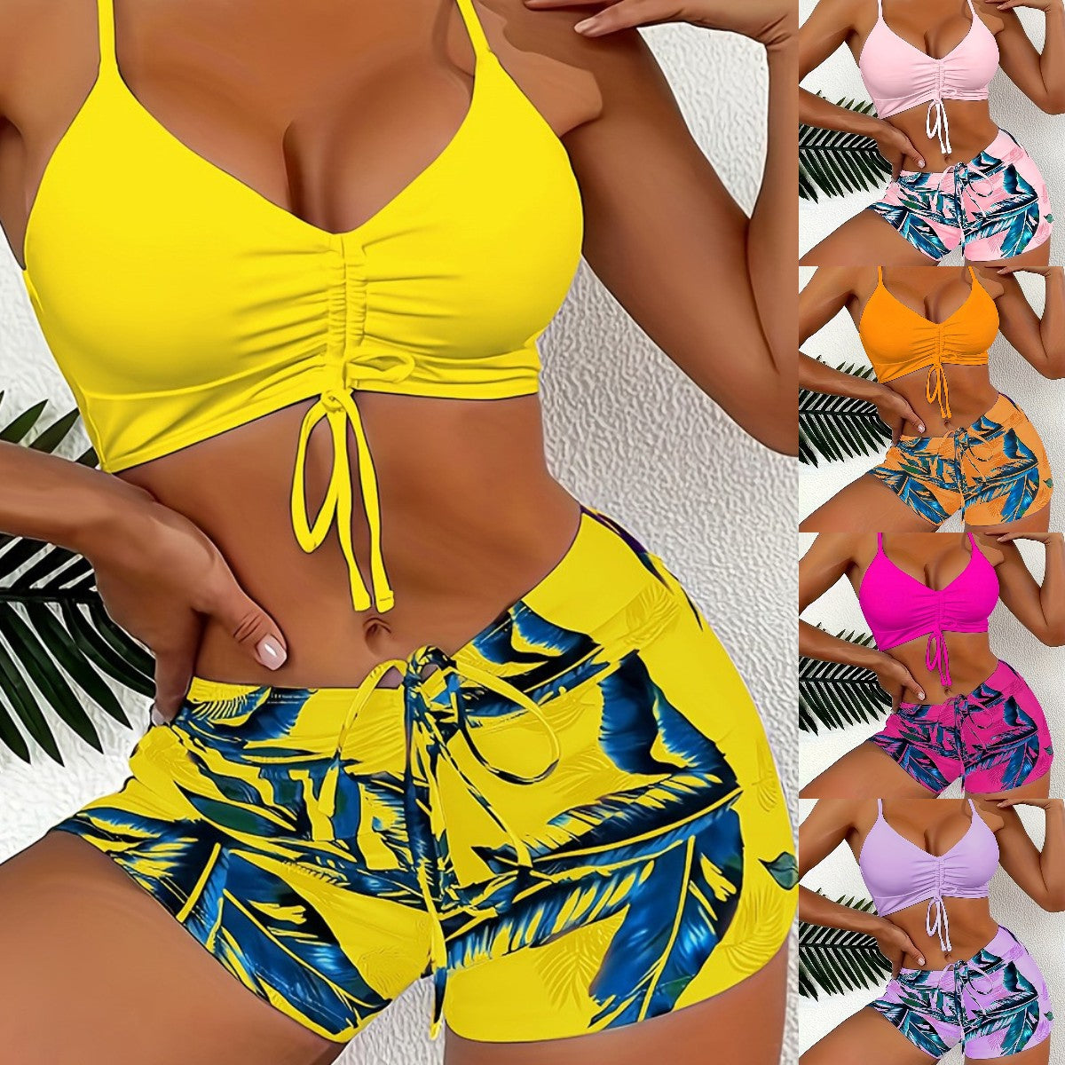 🏖️【S-2XL】Új nyári, kétrészes fürdőruha mintával, gyorsan száradó anyaggal, lélegző és kényelmes