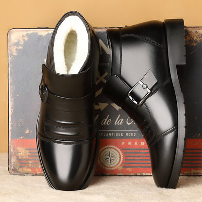 【39-44】 2025 téli vastagított puha, meleg vastag talpú, kézzel készített férfi bőrcipő