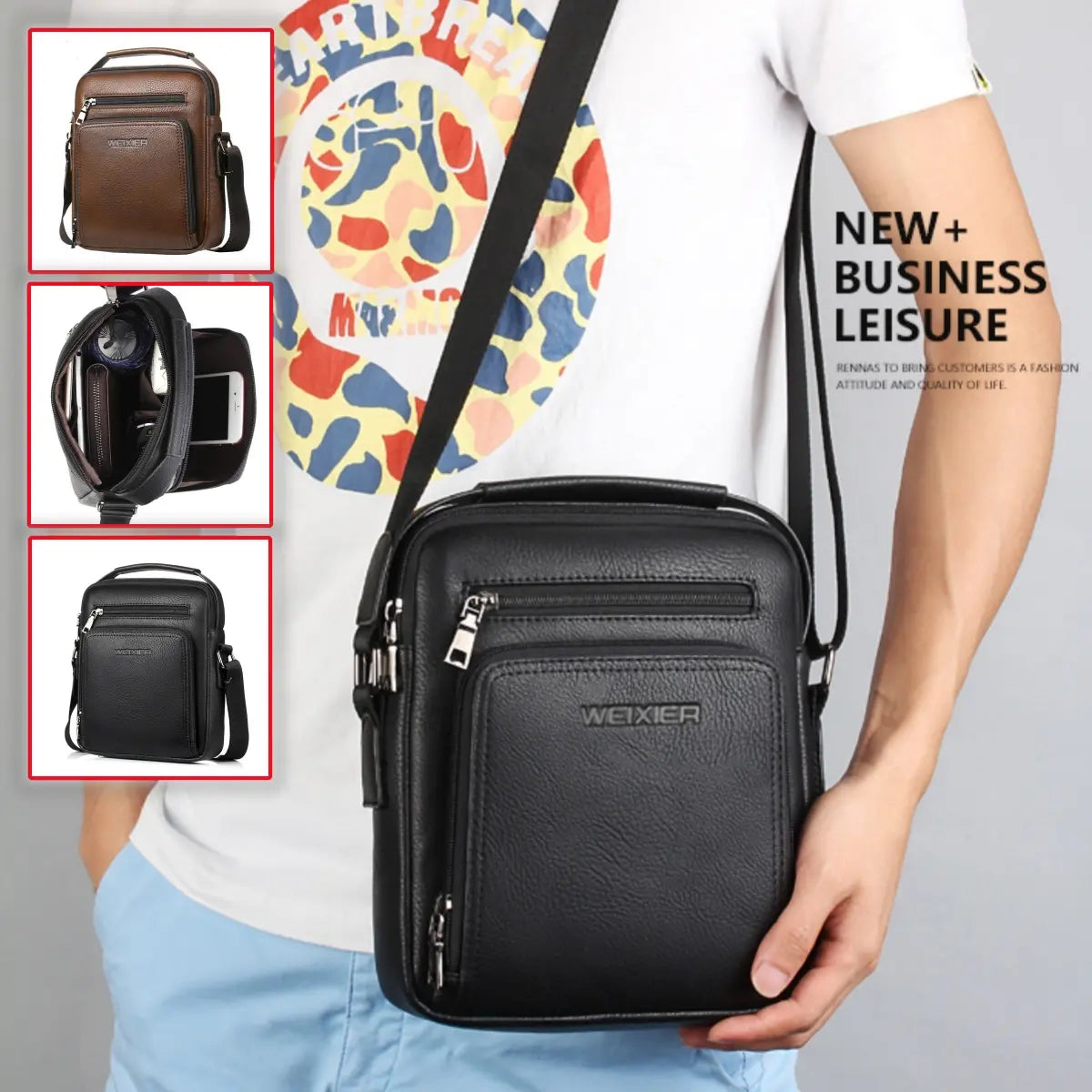 🔥👜【Legnépszerűbb!✨】【50% kedvezmény✨】👍🎁Férfi valódi bőr válltáska: Lezser és stílusos, könnyű és praktikus, nélkülözhetetlen kiegészítő a munkába.