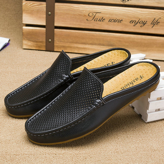 ✨【Korlátozott mennyiség】👞【39-45】Új stílusú, kényelmes és légáteresztő valódi bőrből készült, kézzel készített férfi papucs