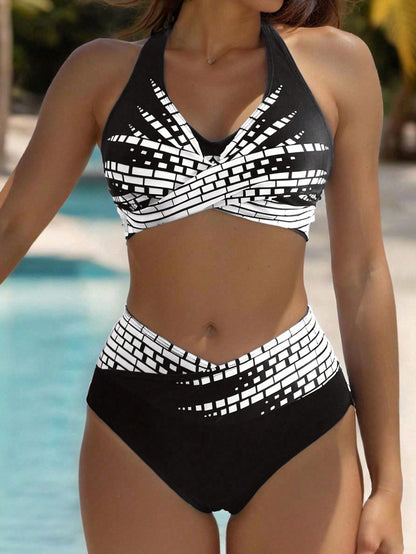 👙【50% kedvezmény 💥】👉 Kétrészes bikini plus size nőknek ✅ Magas derék ✅ Nagy rugalmasságú