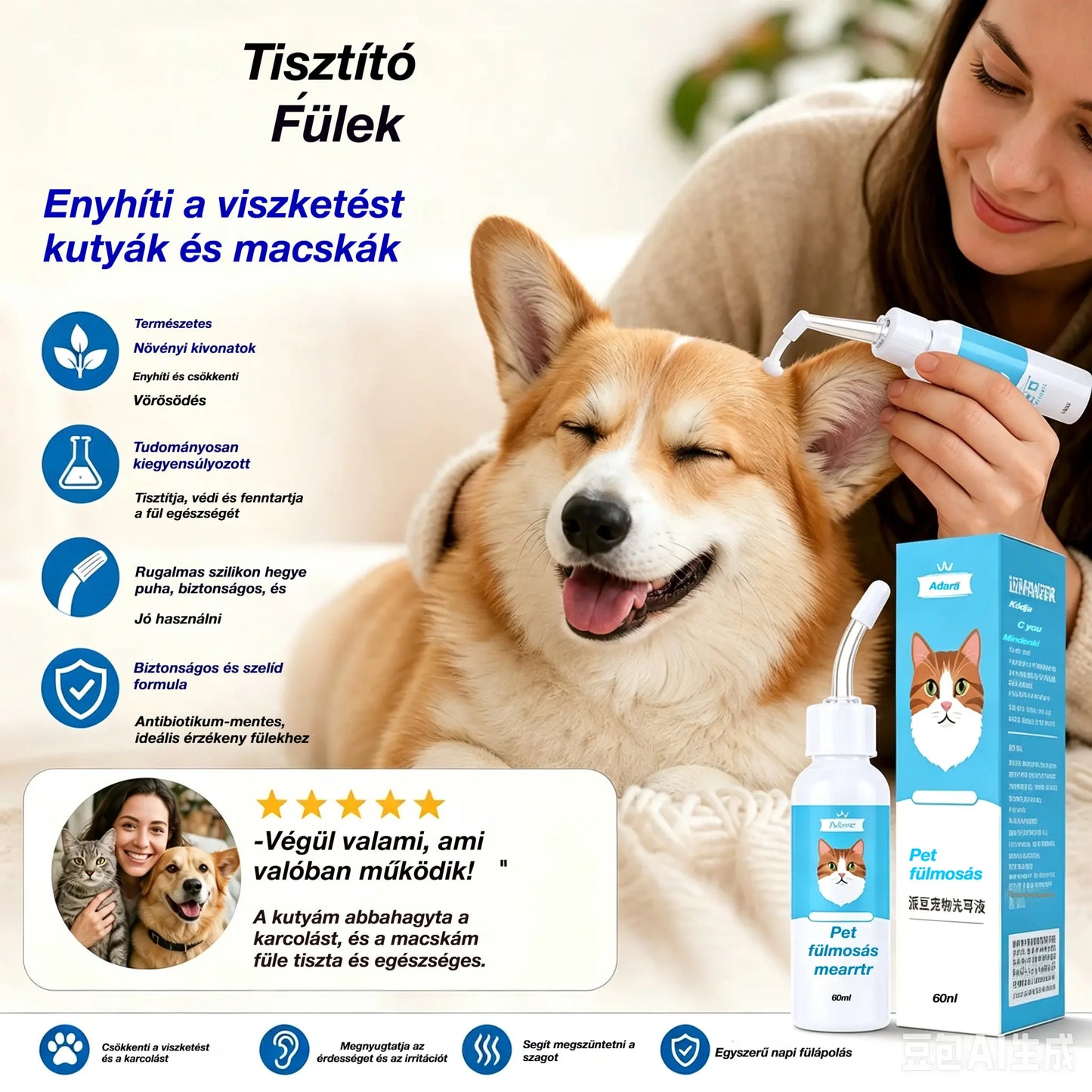🐶Vásároljon 1-et, kapjon 1-et ingyen🐱 Fültisztító kutyák és macskák fülviszketésének enyhítésére.