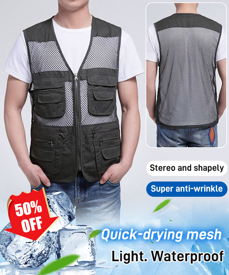 🔥⛰️Több zsebes funkcionális alkalmi mellény és kültéri mellény [XL-4XL]