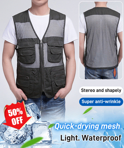 🔥⛰️Több zsebes funkcionális alkalmi mellény és kültéri mellény [XL-4XL]