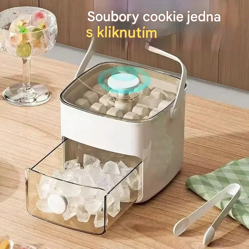 💞Prodáno přes 50 000 kusů! 💥🥤🧊 50% sleva! Výrobník ledu s funkcí úložiště: vyrobí 48 kostek ledu najednou, nepropustné víko 🏖️✅