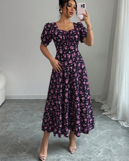 👗Az akció utolsó napján -50% kedvezmény! 【S-2XL】Elegáns, nyári mintás ruha, légies és kényelmes, könnyen illeszthető és karcsúsított.