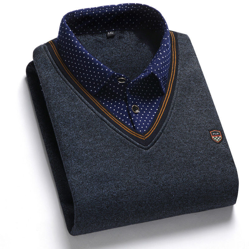 🔥【Vegyél 1-et, kapsz 1-et ingyen】👔[M-4XL] Férfi kötött ing plusz bársony, amely vastagítja, melegen tartja