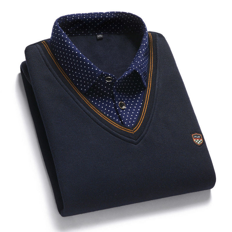 👔 [M-4XL] Férfi kötött ing plusz bársony, amely vastagít, melegen tart