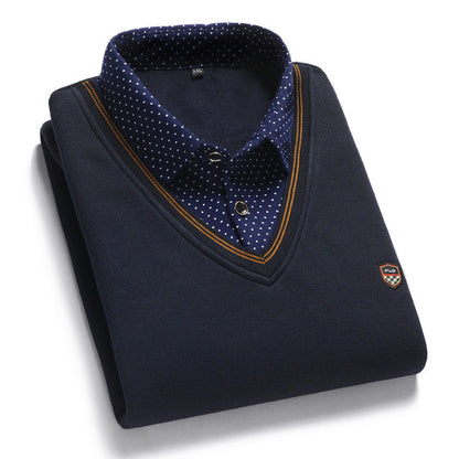 👔 [M-4XL] Férfi kötött ing plusz bársony, amely vastagít, melegen tart