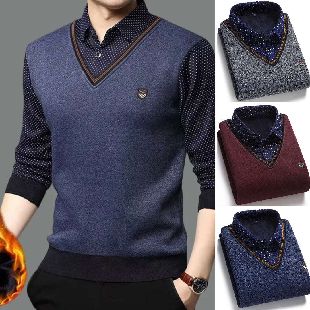 🔥【Vegyél 1-et, kapsz 1-et ingyen】👔[M-4XL] Férfi kötött ing plusz bársony, amely vastagítja, melegen tartja