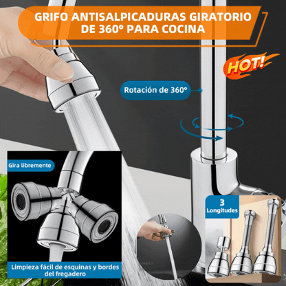 🚰Oferta por tiempo limitado【Cartucho de filtro gratis】🔥Boquilla de filtro de grifo giratoria de 360°