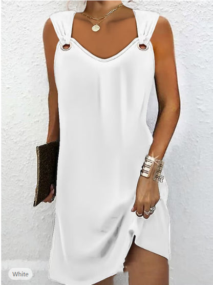 🔥🔥【Forró eladó】👗👗Új tavaszi és nyári ujjatlan ruha V-nyakú