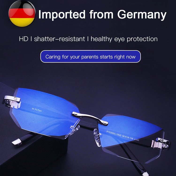 Presbyopia szemüveg gyémánt csiszolású élekkel, antikék fénnyel