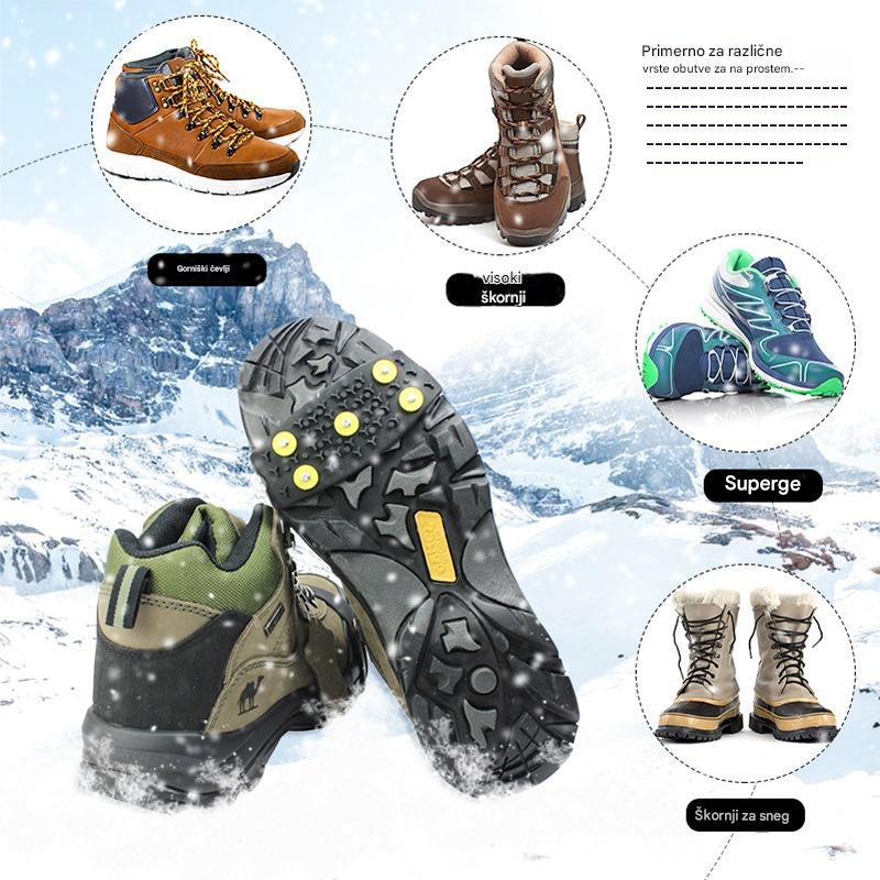 👴🚶🏔️❄️Kupite štiri, dobite štiri brezplačno🔥Nevidne 5-zobe protizdrsne zanke za dereze, zunanje dereze, primerne za pohodništvo po snegu, alpinizem, plezanje in zimske ledene površine, obvezna oprema za starejše.