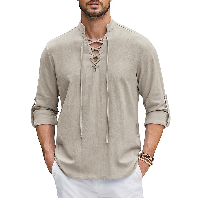 🌹【S-4XL】 férfi pamut és vászon ingek, laza és légáteresztő