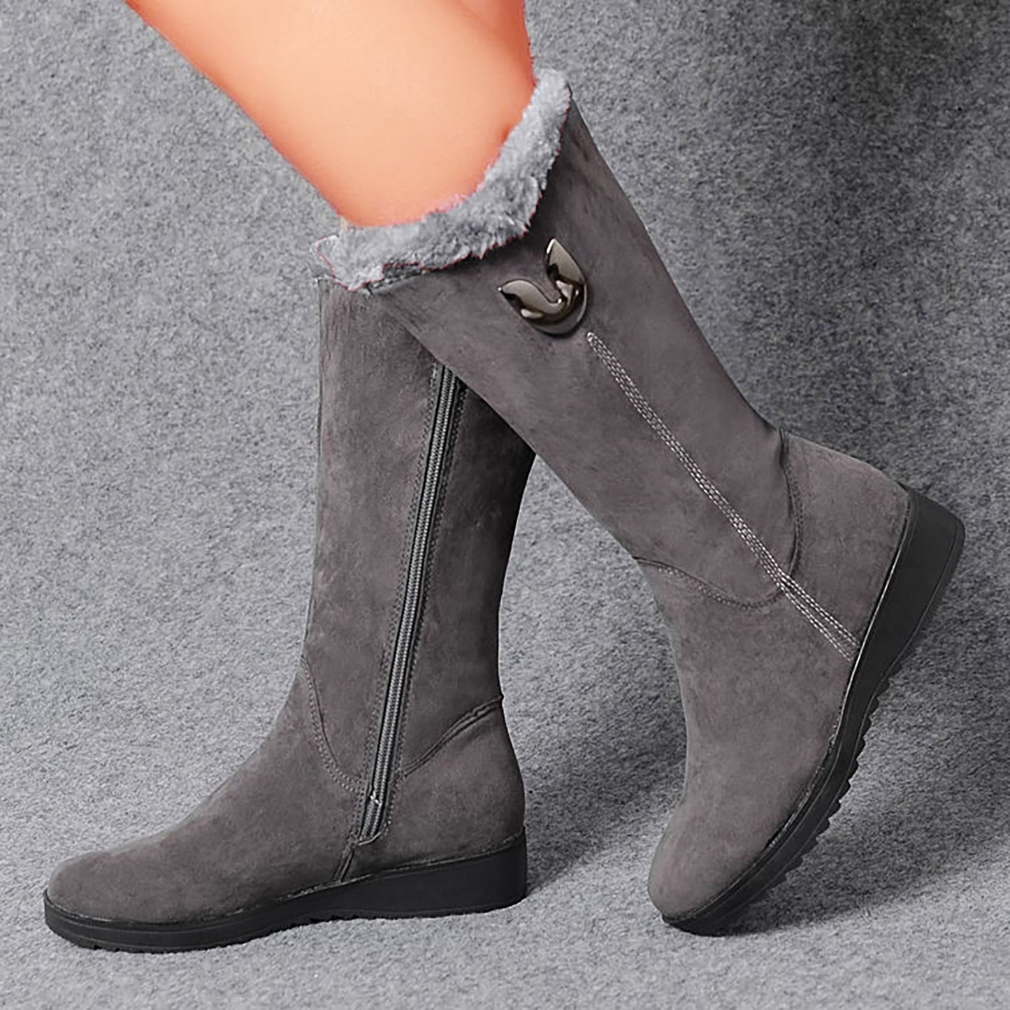 【30%OFF】【35-41】 Sokoldalú lábszárközépig vastagított bársony hócsizma