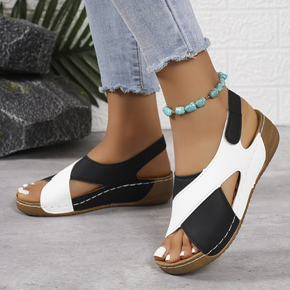 🔥🔥【36-43】☀️👡 Női kontrasztos ékszandál Kényelmes szandál bokapánttal