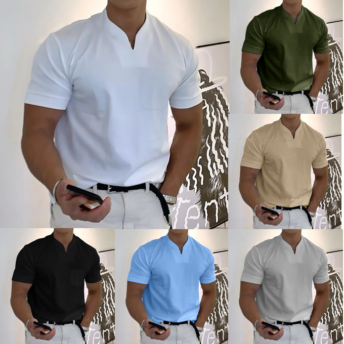 💪👔【S–5XL】💪😍 Nagyméretű férfi sportos galléros póló, rugalmas pamutból, fitneszhez ideális